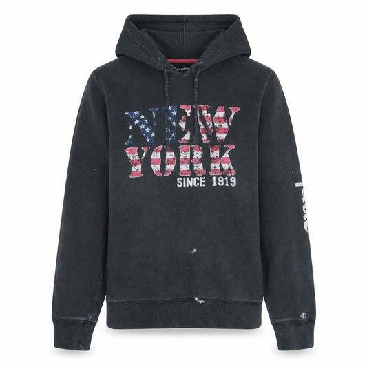 Champion Women's Black Pullover Hoodie L 'New York' Graphic Print