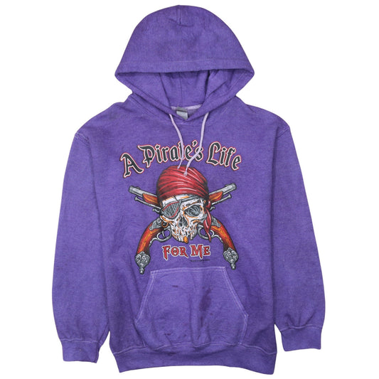 Gildan Men's Purple Pirate Graphic Pullover Hoodie Size M
