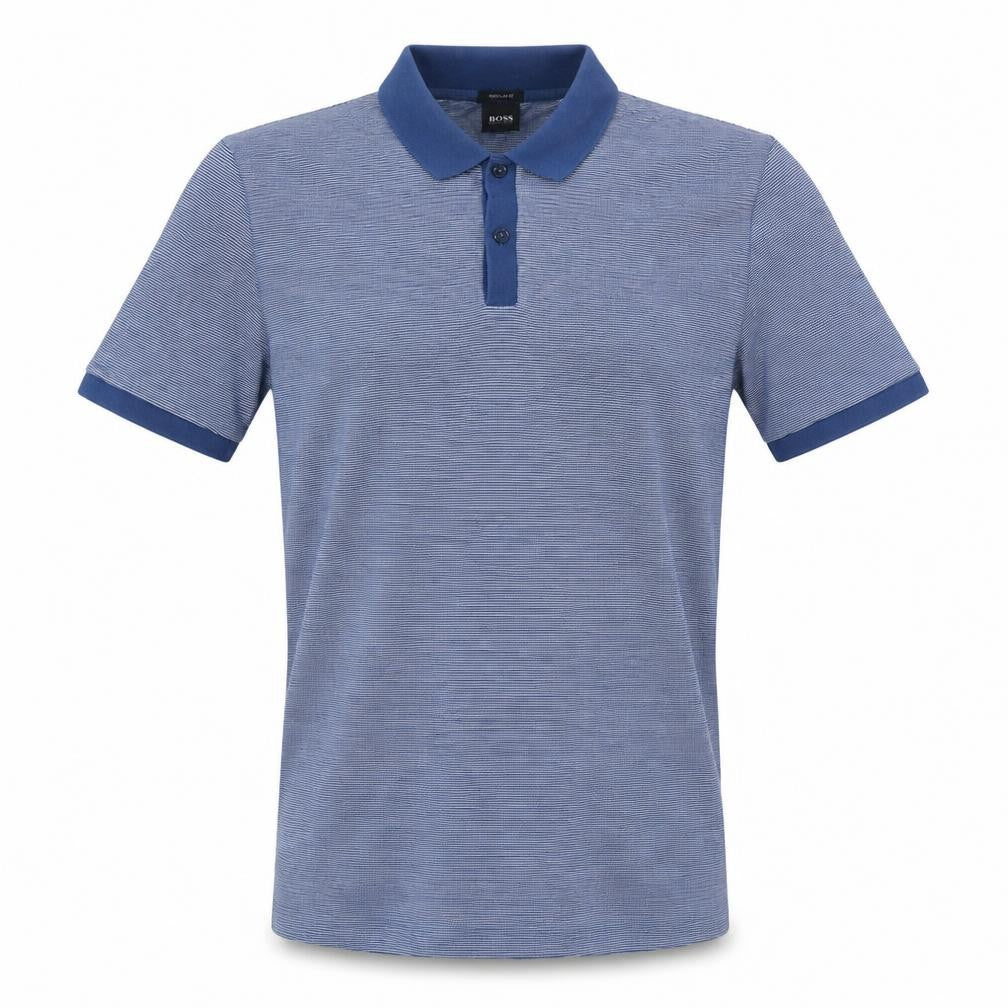 Hugo Boss Men’s Blue Striped Regular Fit Polo Shirt Size M