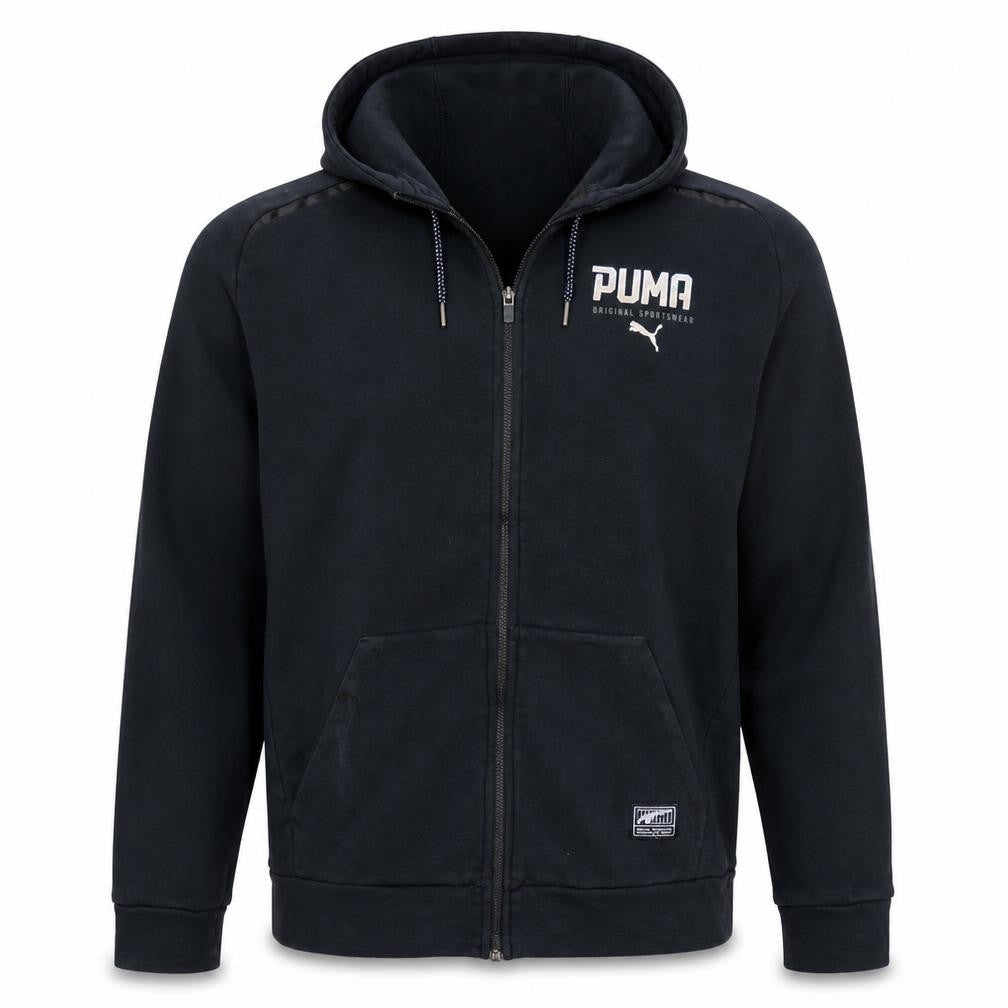 Puma Men’s Black Full Zip Hoodie Size L Regular Fit Sportswear