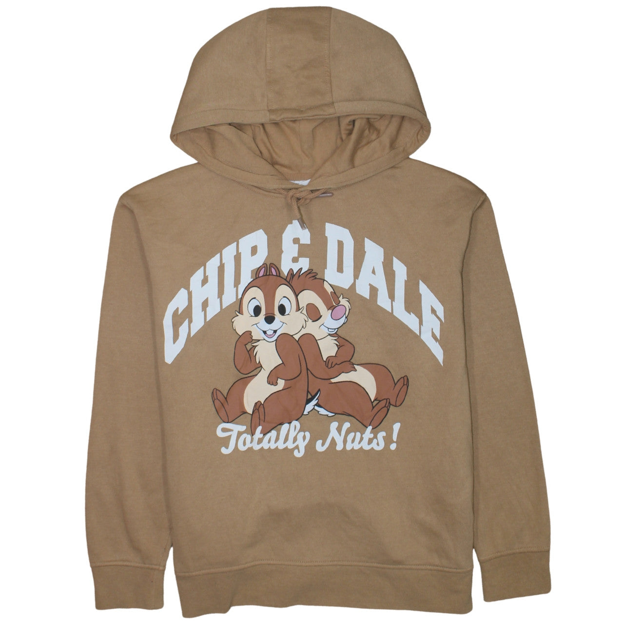 Disney Chip & Dale Women's Beige Hoodie S Pullover Graphic Print