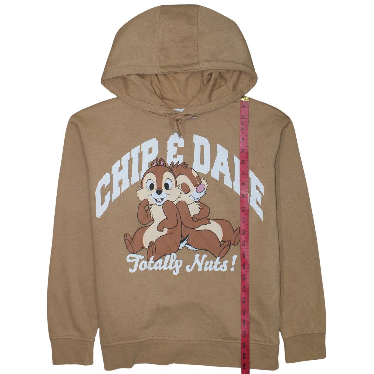 Disney Chip & Dale Women's Beige Hoodie S Pullover Graphic Print