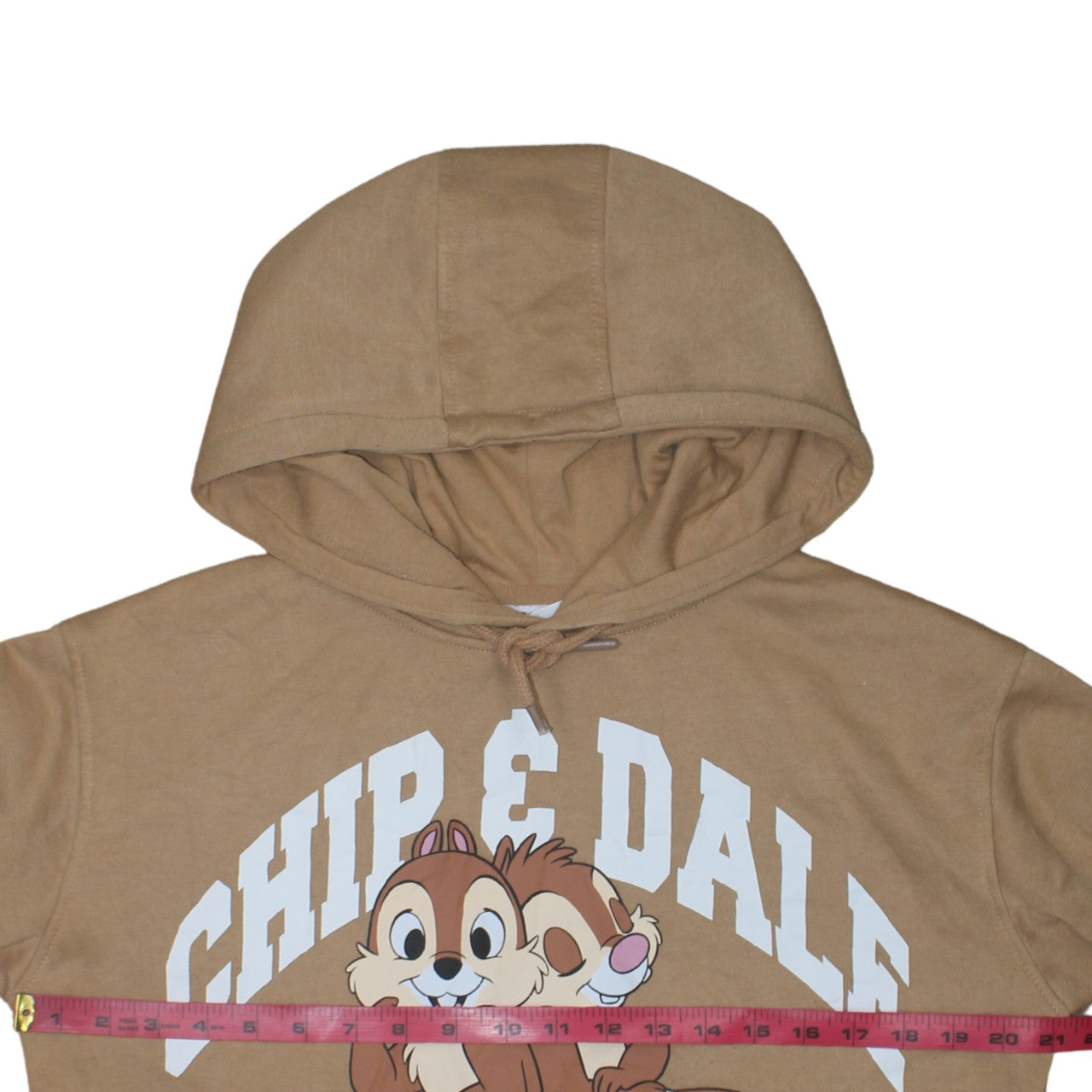 Disney Chip & Dale Women's Beige Hoodie S Pullover Graphic Print
