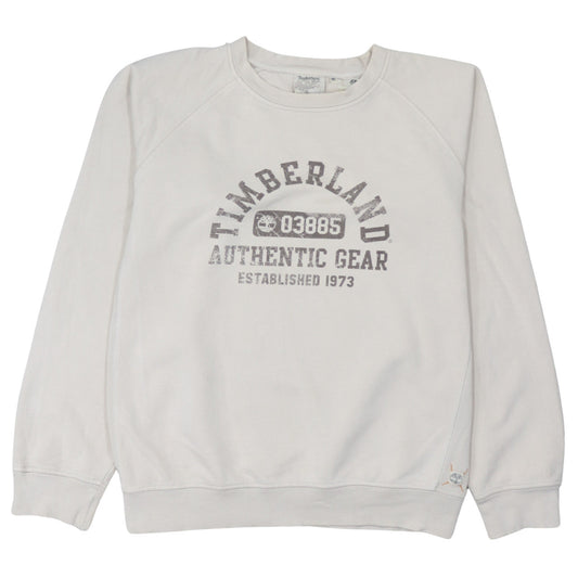 Timberland Men's Ivory Pullover Sweatshirt Size L Graphic Logo