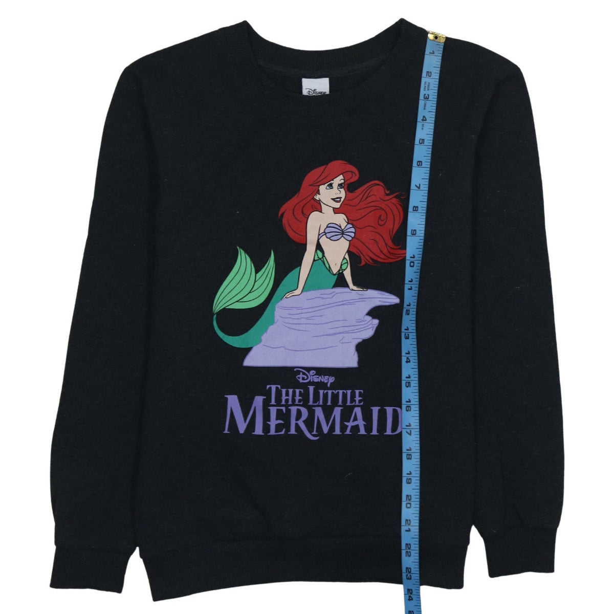 Back view of Disney Women’s Black The Little Mermaid Pullover Sweatshirt, size S