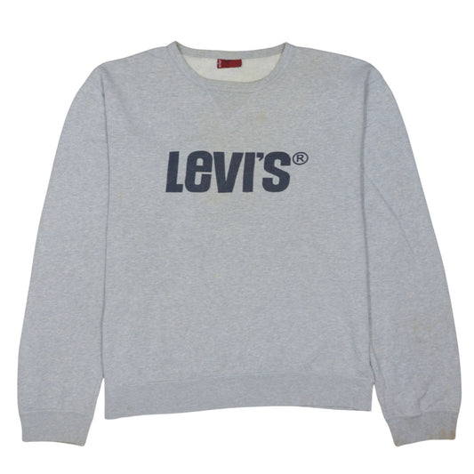 Levi's Men's Grey Logo Crew Neck Pullover Sweatshirt Size L
