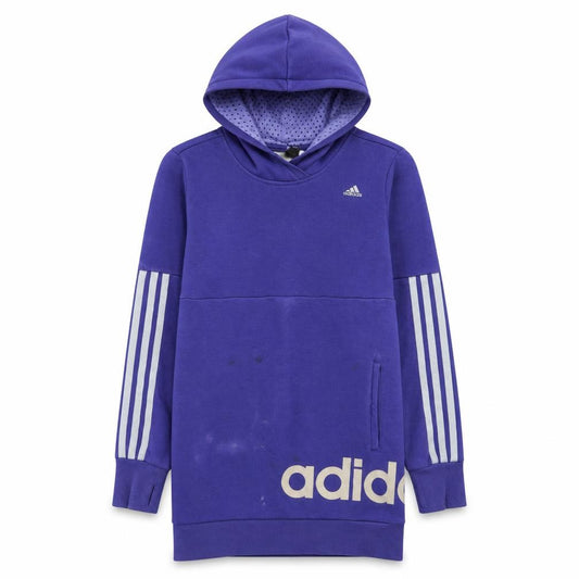 adidas Girls Purple Hooded Pullover Sweatshirt 13-14 Years Logo Sportswear