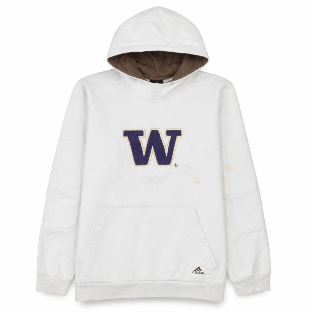Adidas Men's White L Pullover Fleece Hoodie with Embroidered Logo