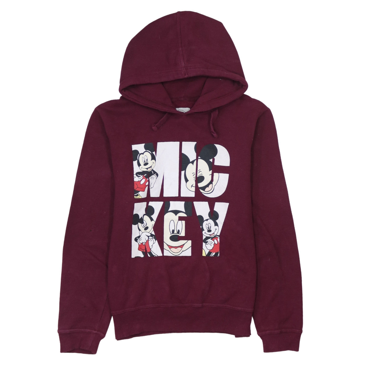 Disney Women Burgundy Mickey Mouse Pullover Hoodie Size 12