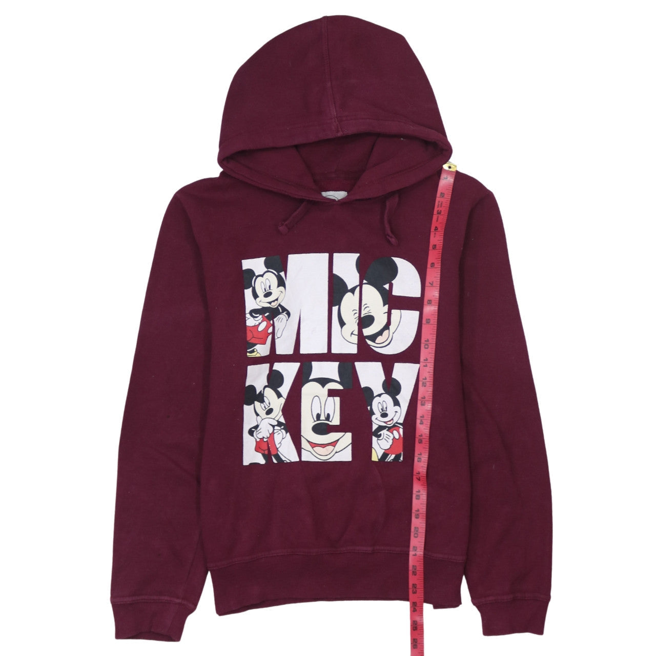 Disney Women Burgundy Mickey Mouse Pullover Hoodie Size 12