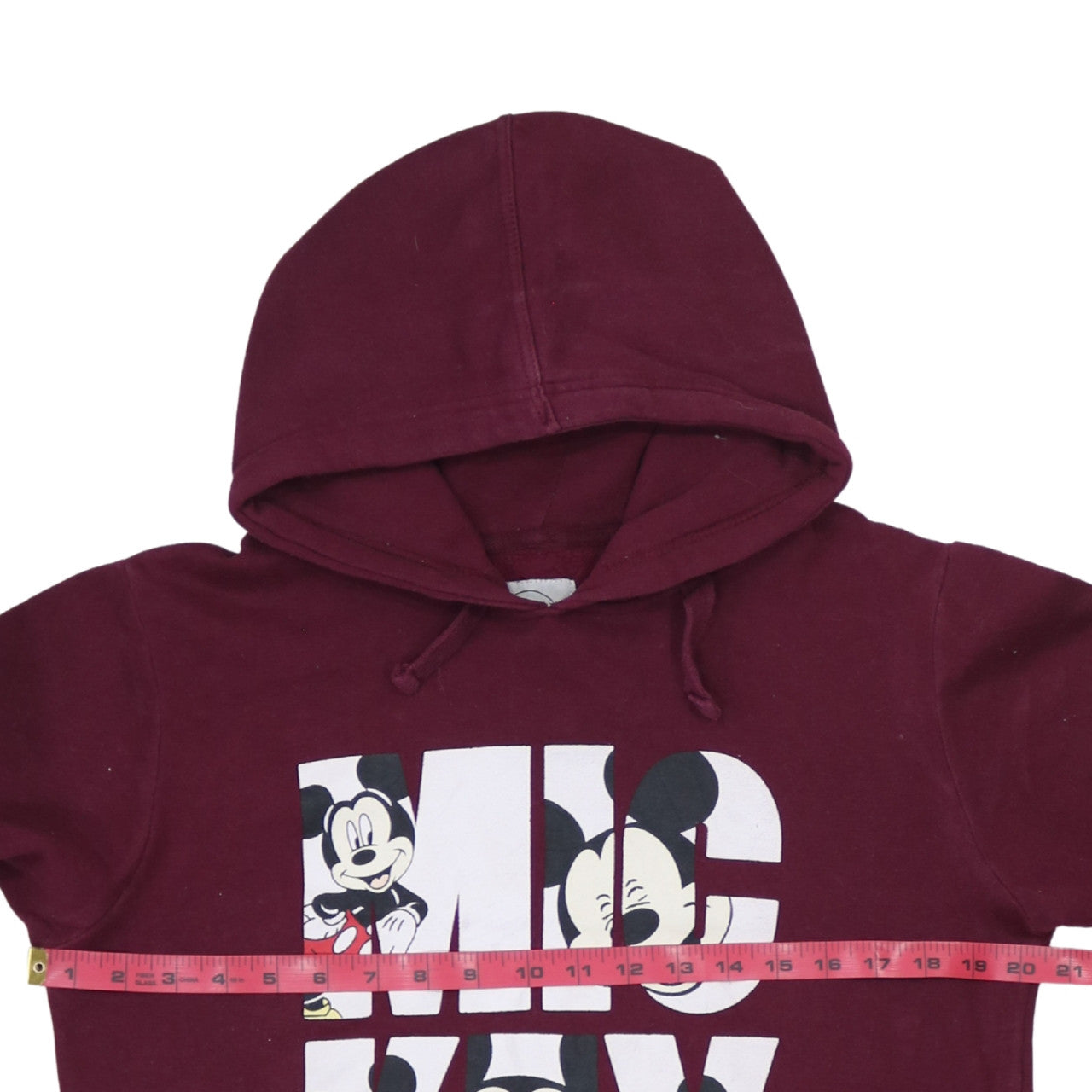 Disney Women Burgundy Mickey Mouse Pullover Hoodie Size 12