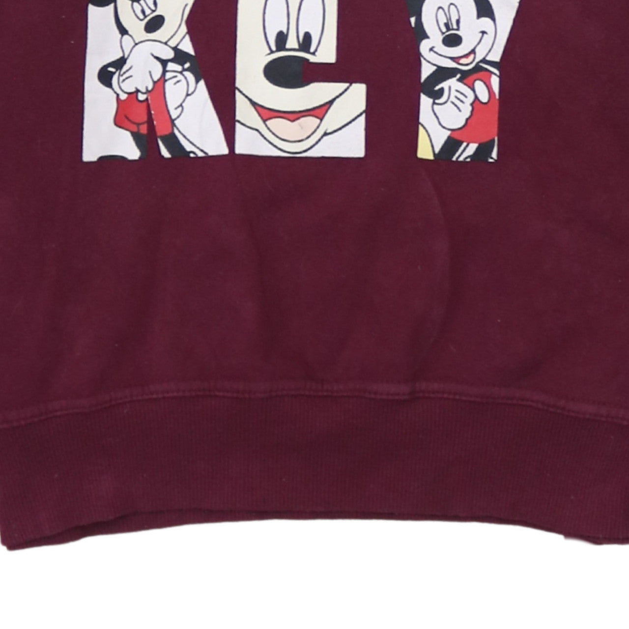 Disney Women Burgundy Mickey Mouse Pullover Hoodie Size 12