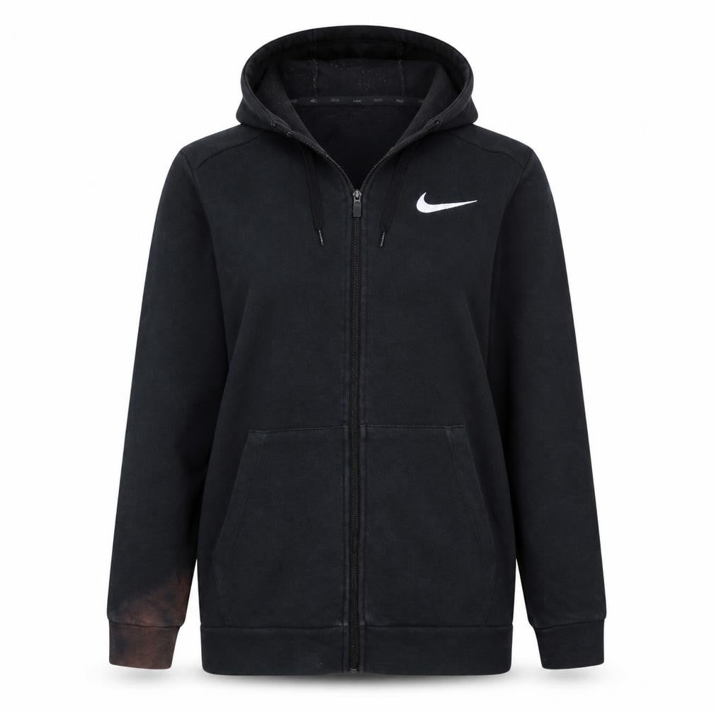 Nike Women's Black Full Zip Hoodie L Dri-Fit Cotton Blend Sweatshirt