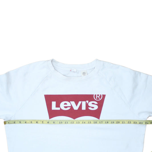 Levi's Mens White XL Crew Neck Graphic Logo Pullover Sweatshirt