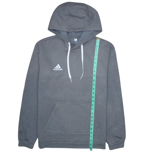 Adidas Mens Grey Pullover Hoodie M Sports Fleece Logo Sweatshirt