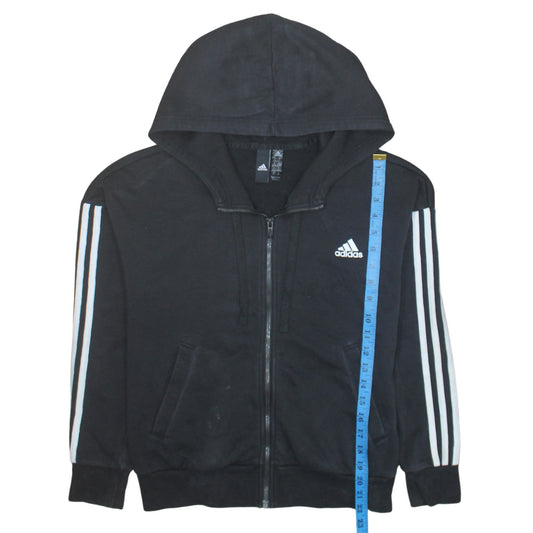 Adidas Women's Black Small Full Zip Hoodie with Striped Sleeves