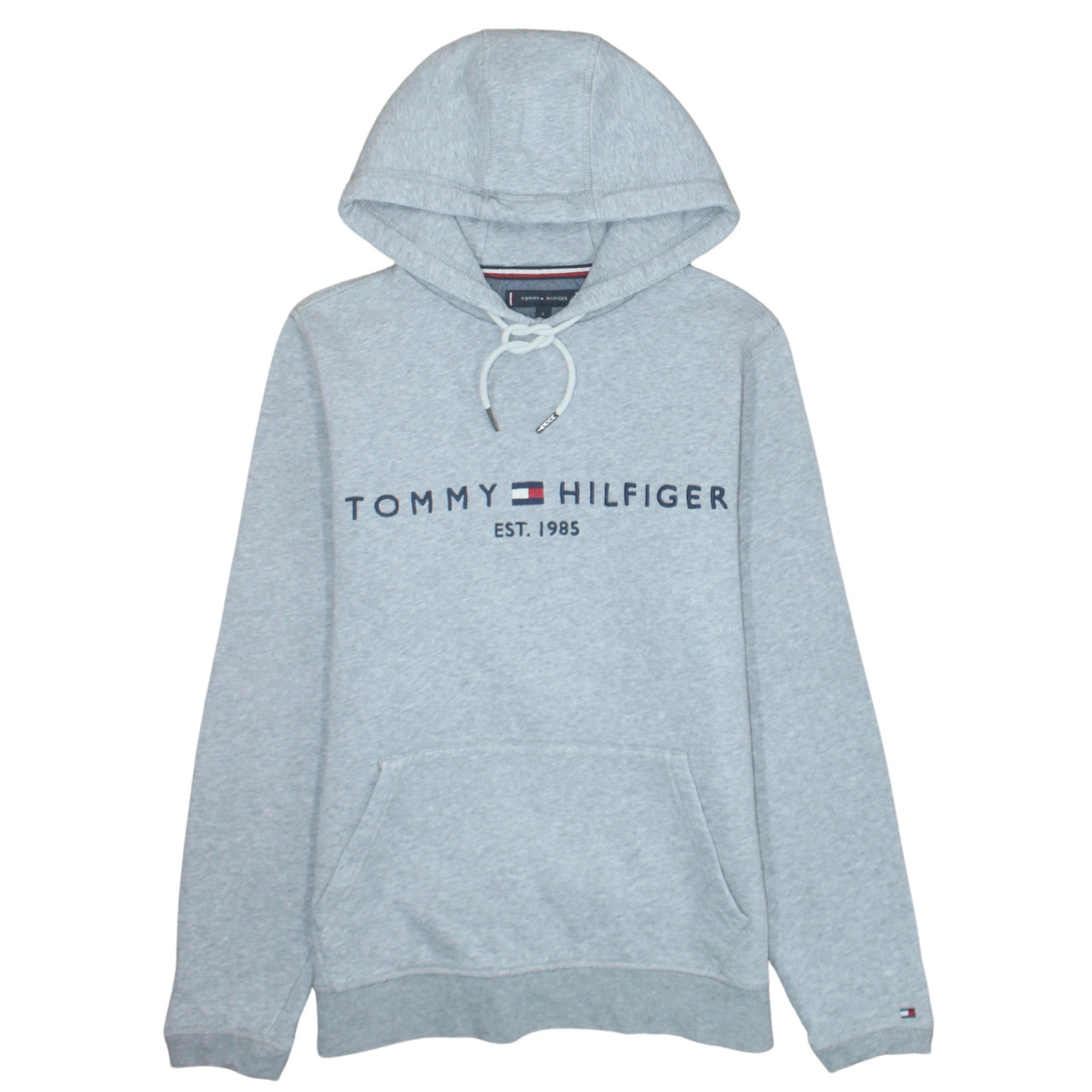 Tommy Hilfiger Men's Grey Pullover Hoodie S Logo Classic Fleece