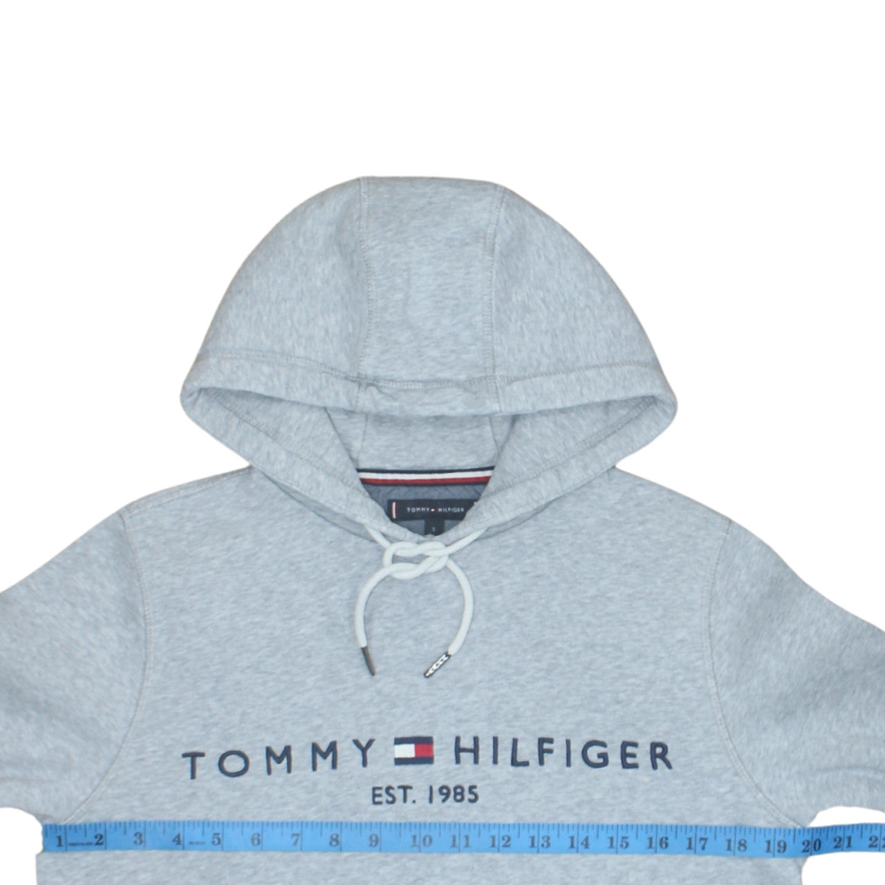 Tommy Hilfiger Men's Grey Pullover Hoodie S Logo Classic Fleece