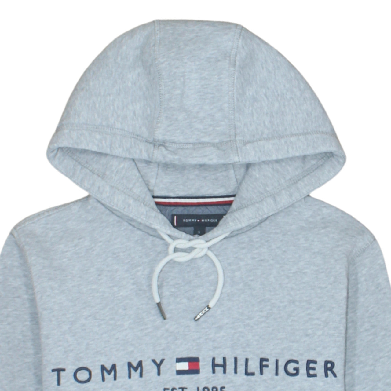 Tommy Hilfiger Men's Grey Pullover Hoodie S Logo Classic Fleece