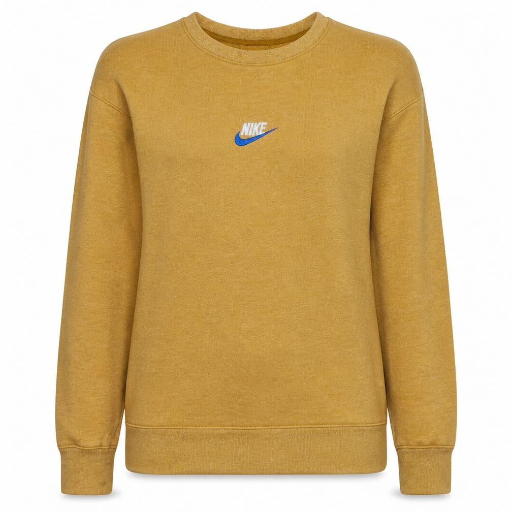 Nike Womens Mustard Yellow Pullover Sweatshirt Size M Crew Neck