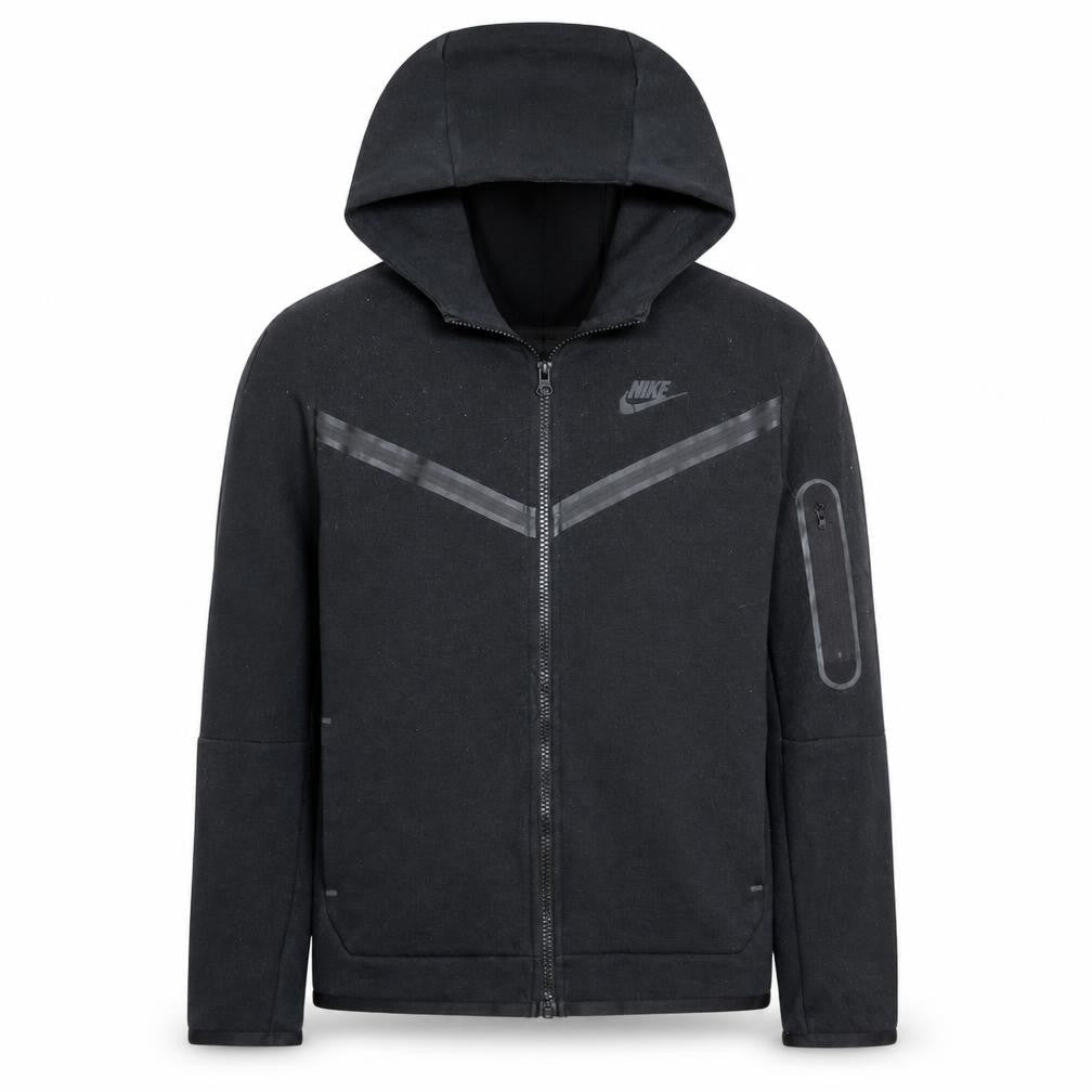 Front view of Nike boys’ black full zip fleece hoodie l 147-158cm hooded sweatshirt
