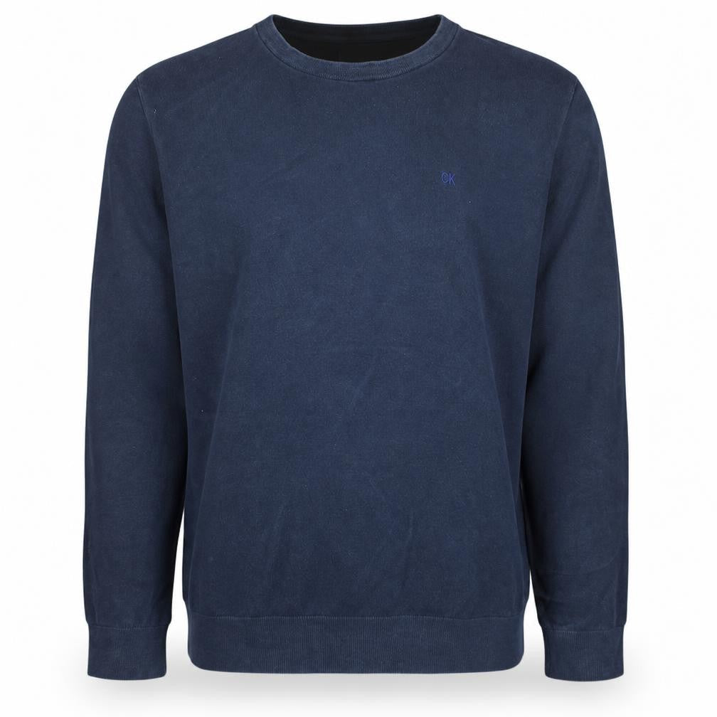 Calvin Klein Jeans Men's Blue Cotton Crew Neck Pullover Jumper 2XL