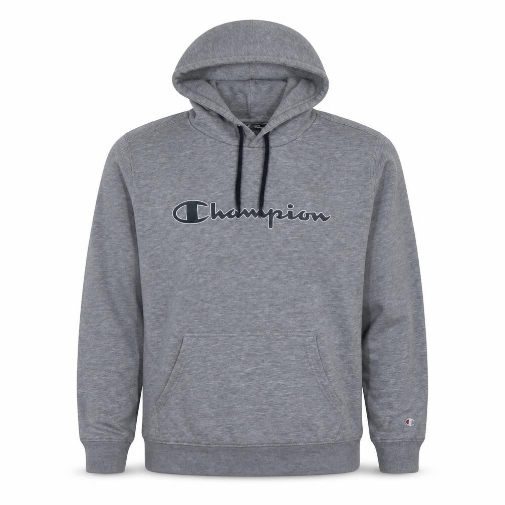 Champion Men's Grey Pullover Hoodie Large Cotton Blend Logo