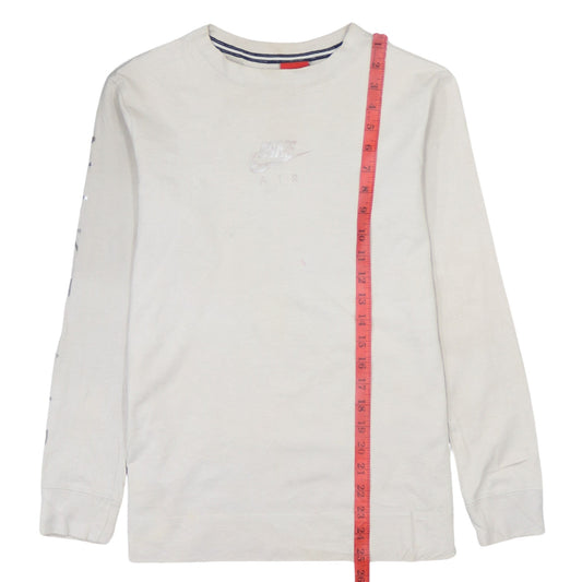 Nike Men Beige XS Cotton Crew Neck Long Sleeve Pullover Sweatshirt