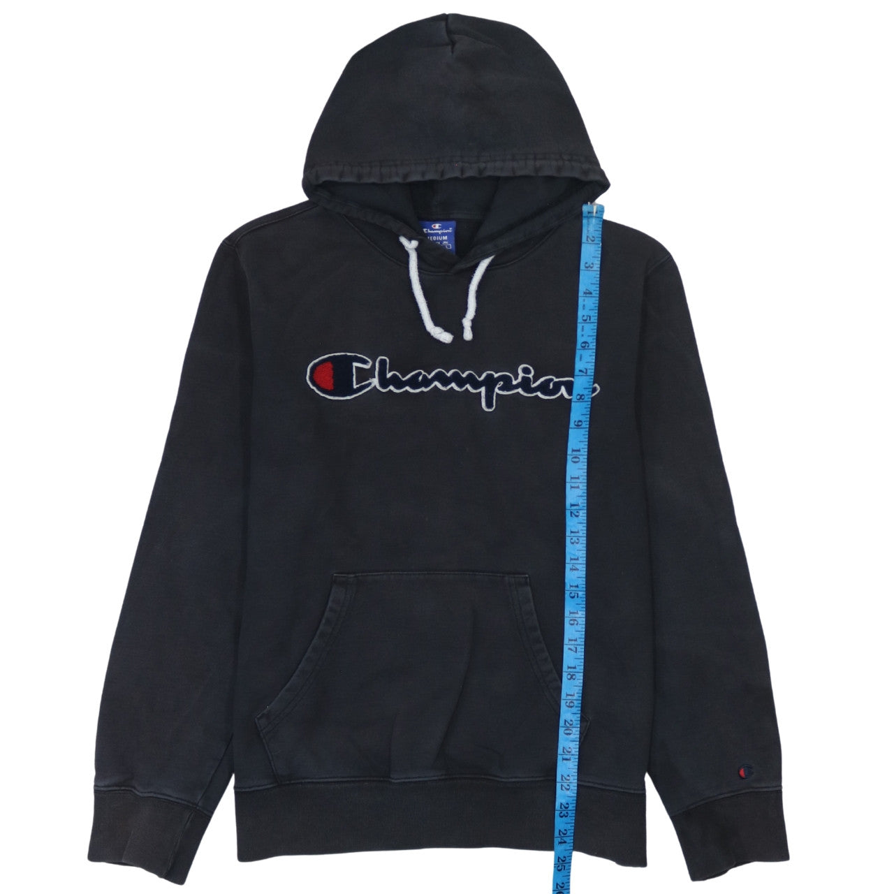 Champion Men's Black Medium Pullover Hoodie with Logo Embroidered Detail