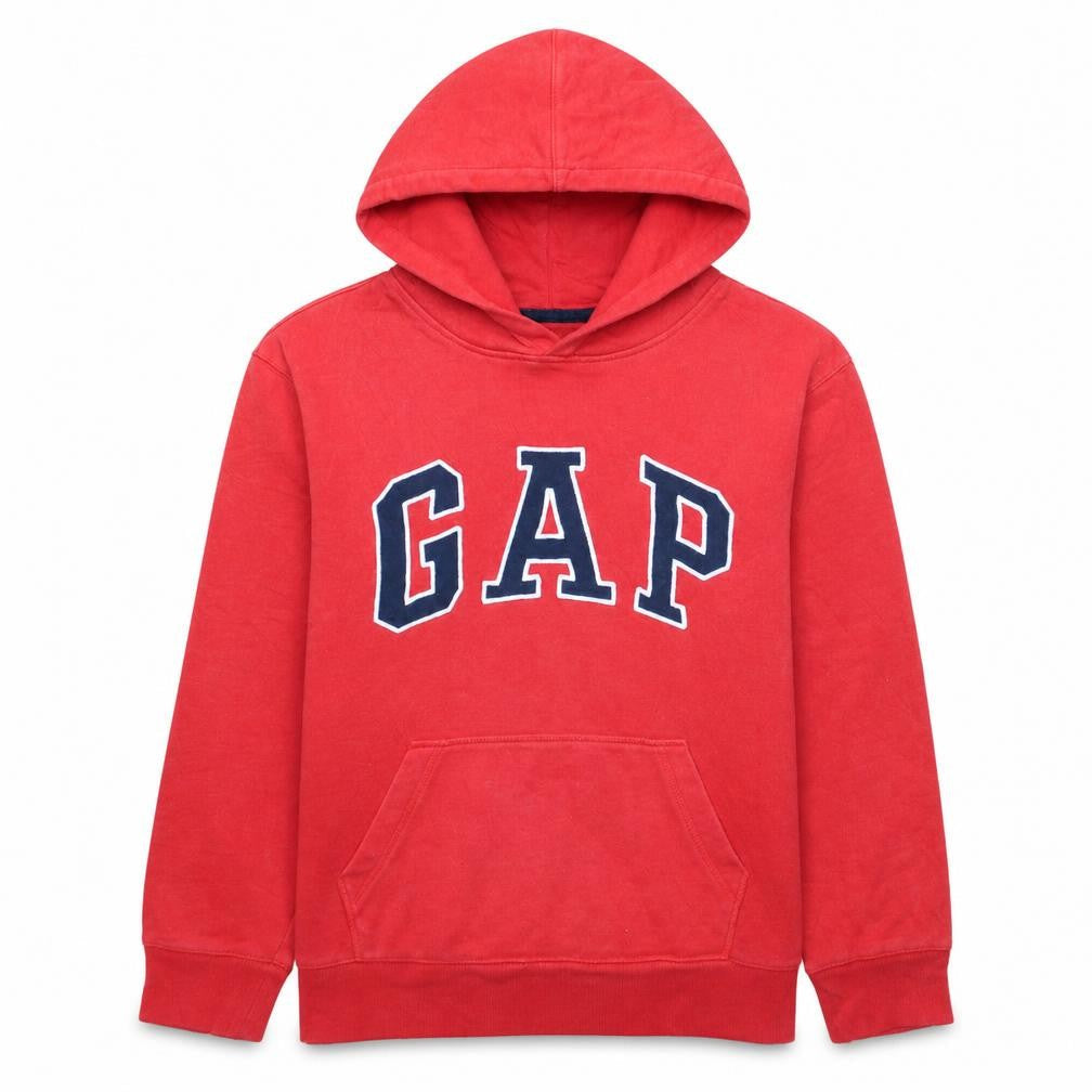 Front view of Gap boys’ red pullover fleece hoodie 2xl - logo graphic cotton blend