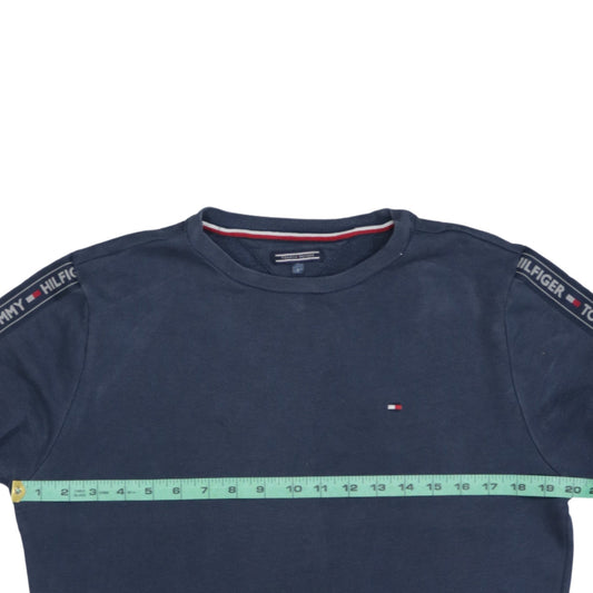 Tommy Hilfiger Men's Blue Logo Tape Crew Neck Sweatshirt Size S