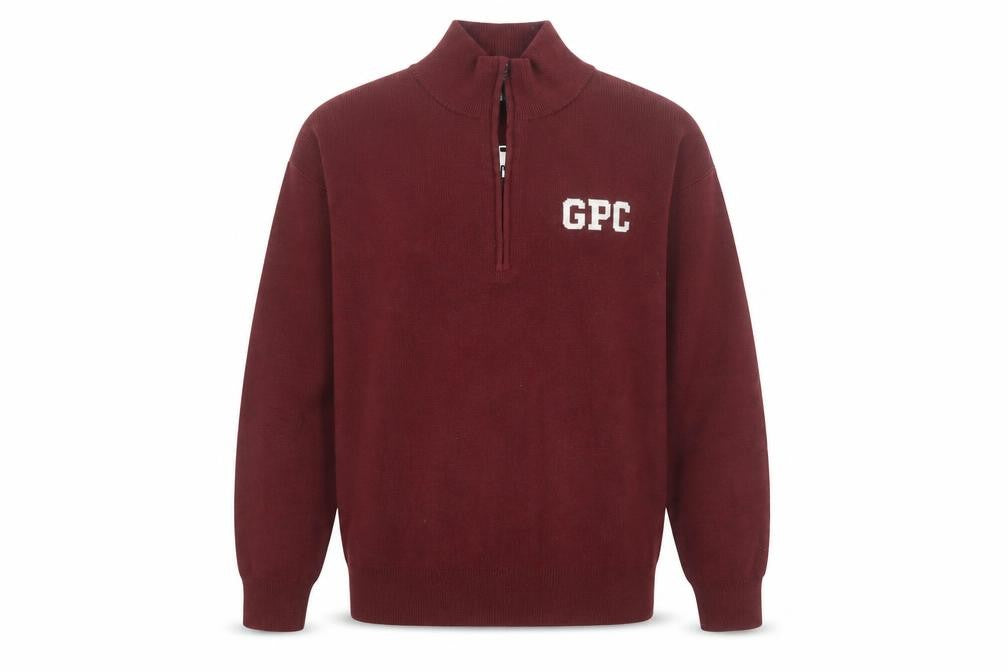 Gym+Coffee Men’s Red XS 1/4 Zip High Neck Knit Jumper