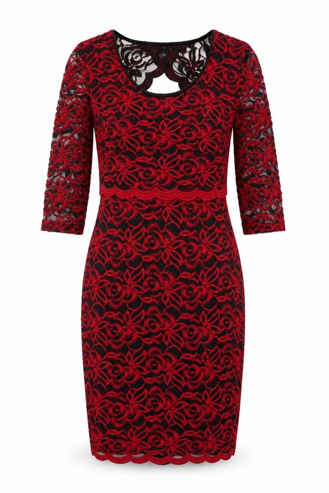 Marks & Spencer Women's Red Lace Sheath Dress Size 10