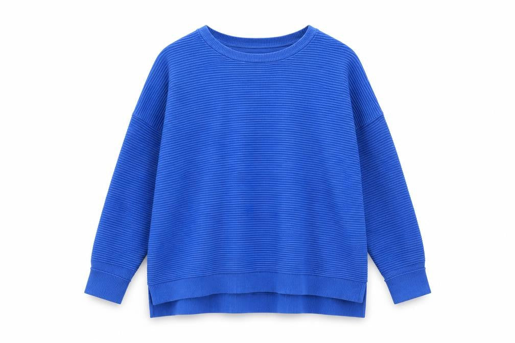 Alice Collins Women's Blue Cotton Crew Neck Jumper Size 14
