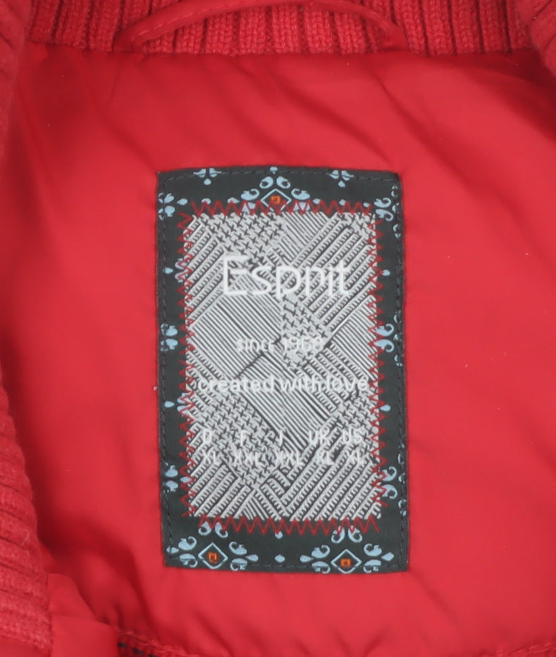 Esprit Women's Red Puffer Waistcoat Size 10 with Zip Pockets