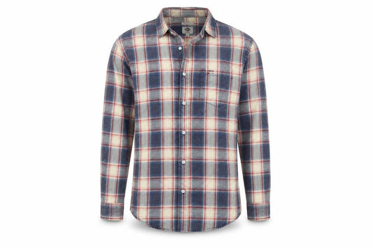Lee Cooper Men's Blue Checked Regular Fit Cotton Long Sleeve Shirt M