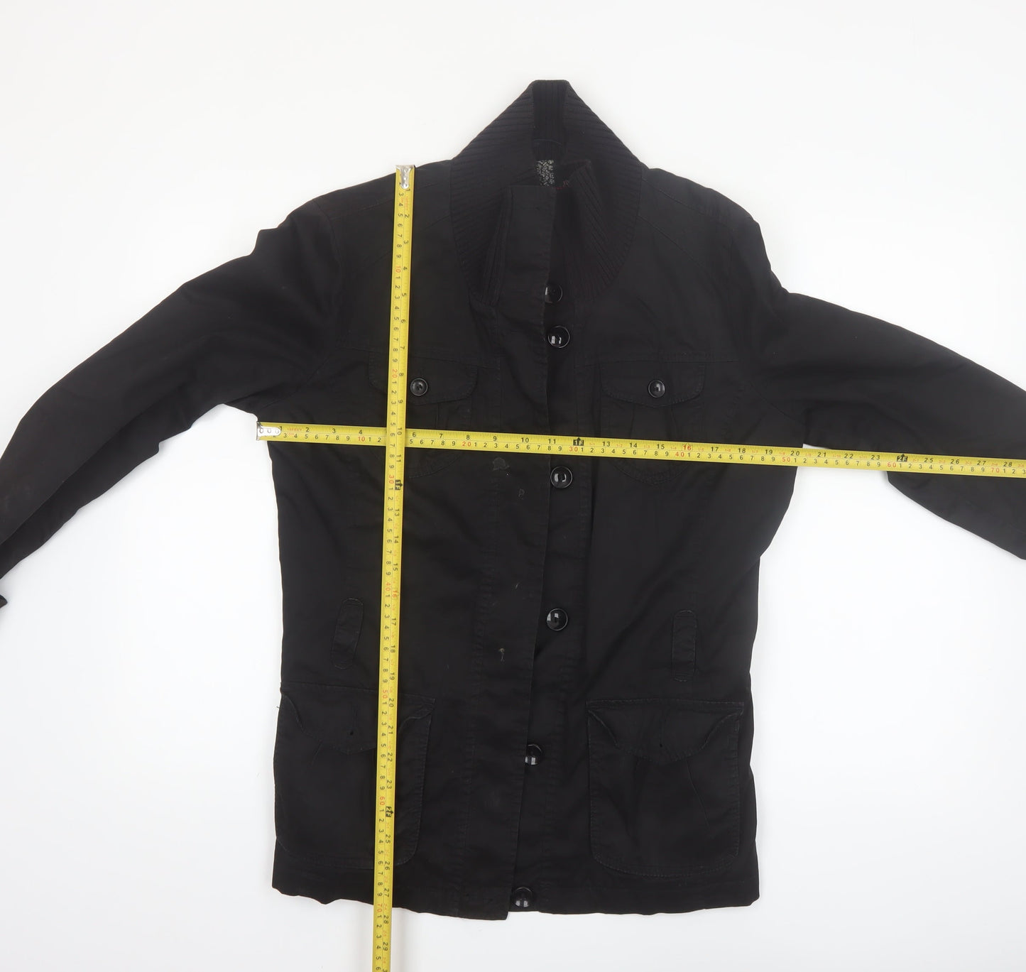 Esprit Women's Black Military Style Cotton Blend Jacket Size 14