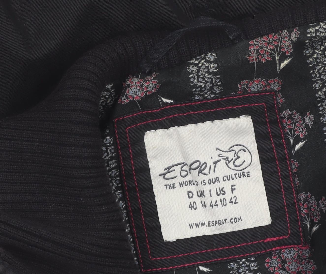 Esprit Women's Black Military Style Cotton Blend Jacket Size 14