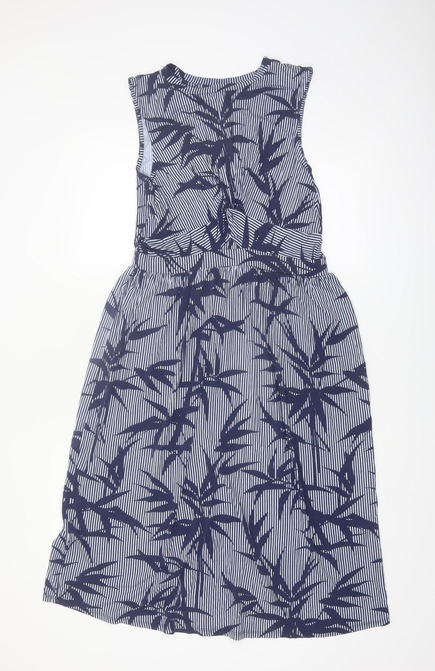 Warehouse Women’s Blue Floral Striped Fit & Flare Dress Size 12