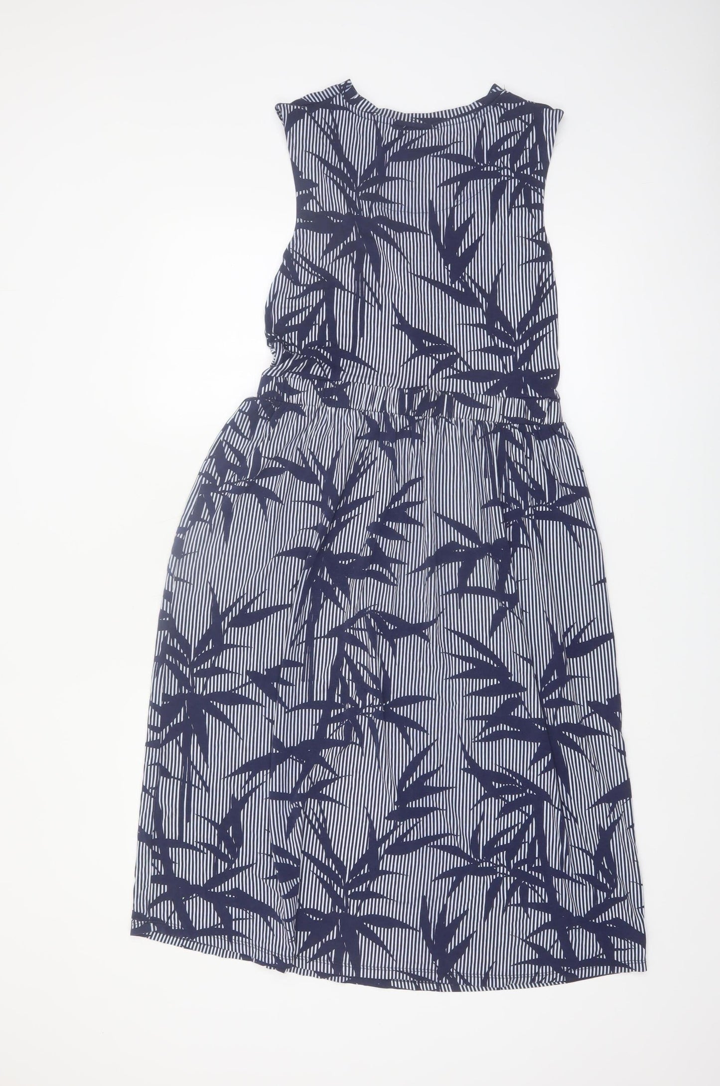 Warehouse Women’s Blue Floral Striped Fit & Flare Dress Size 12