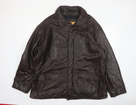 Timberland Men’s Brown Leather Waterproof Jacket XL Outdoor Workwear