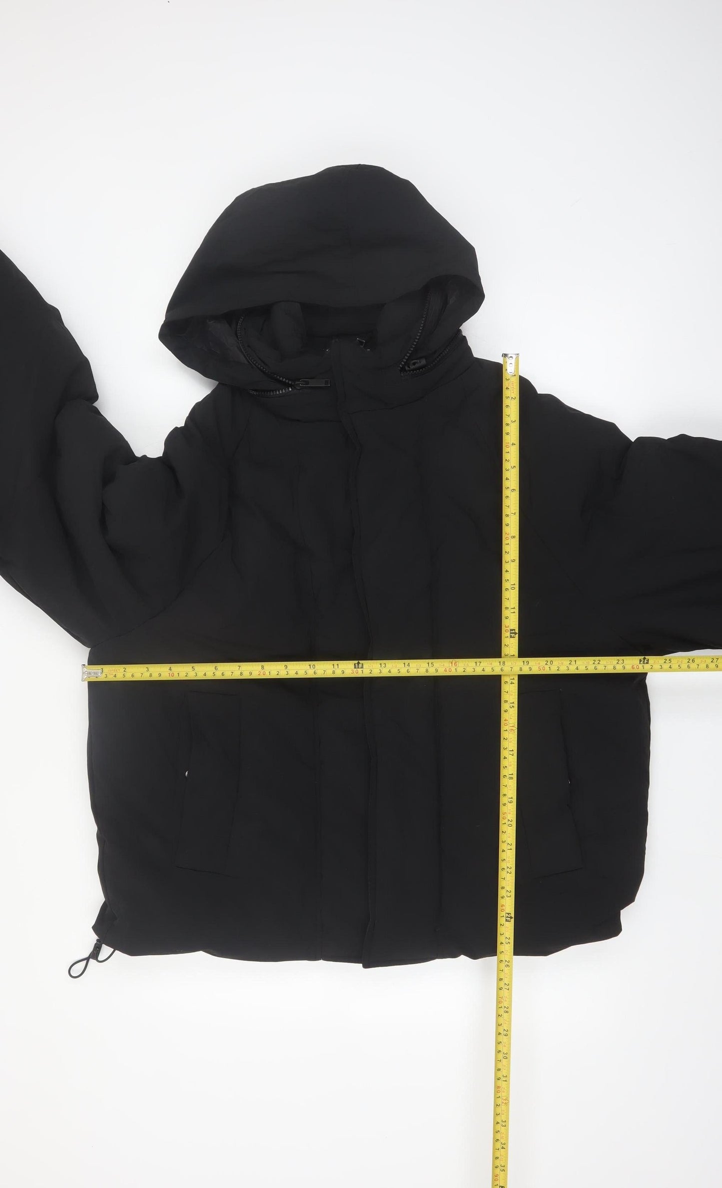Zara Women Black Hooded Puffer Jacket Size 14 Regular Fit