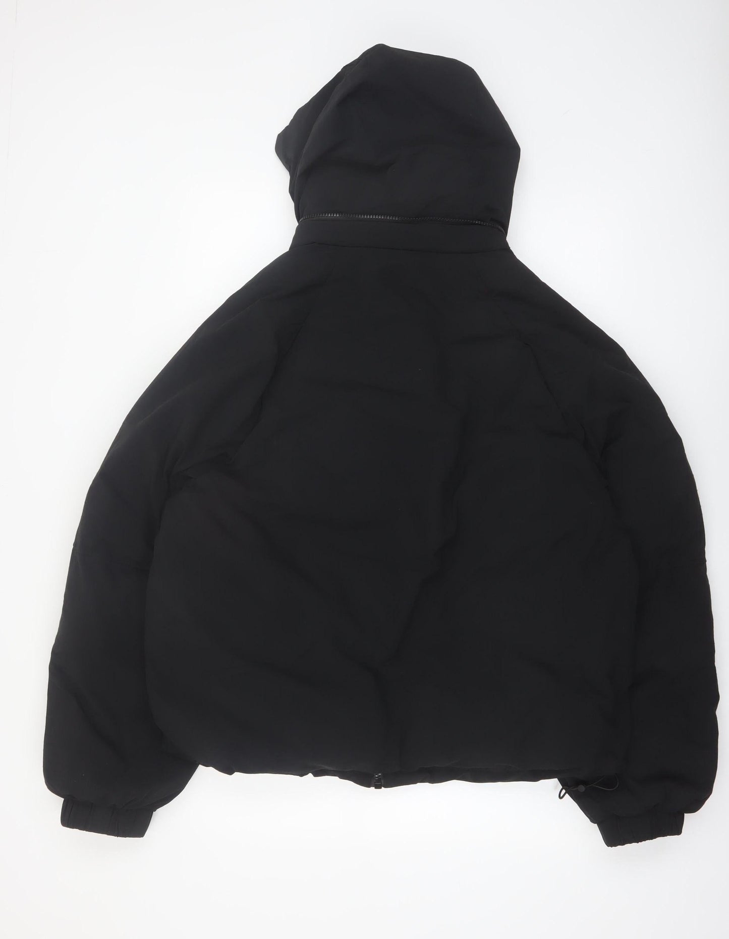 Zara Women Black Hooded Puffer Jacket Size 14 Regular Fit