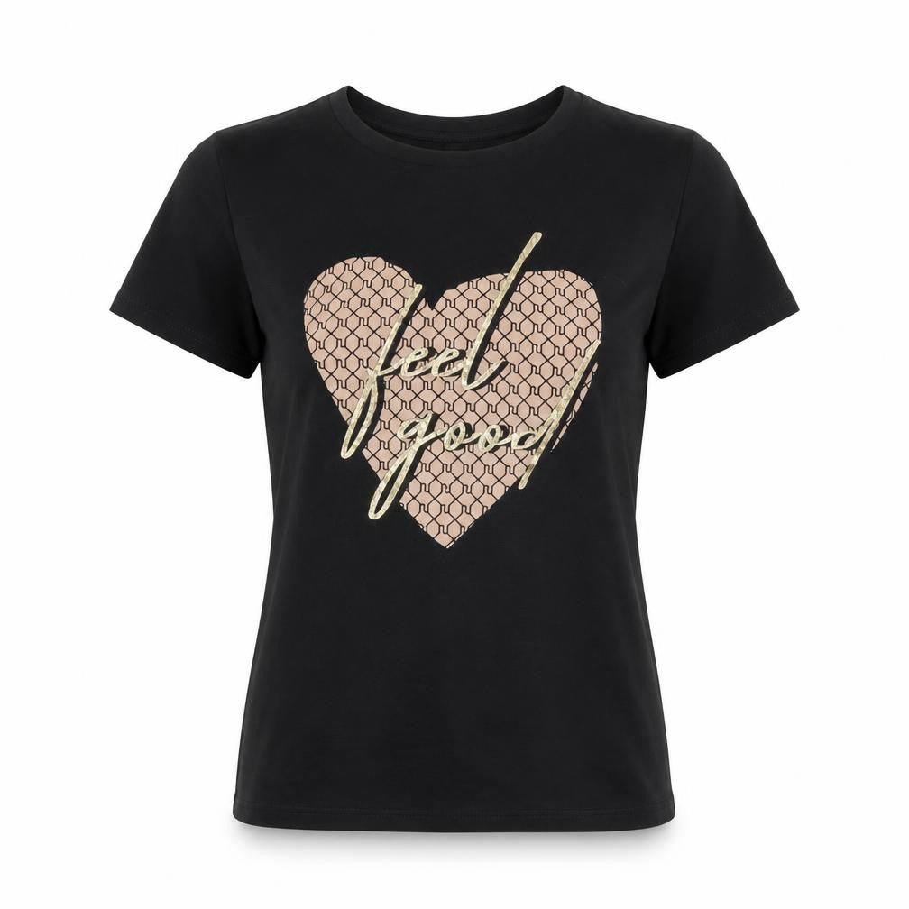 River Island Womens Black Feel Good Heart Graphic Cotton T-Shirt Size S