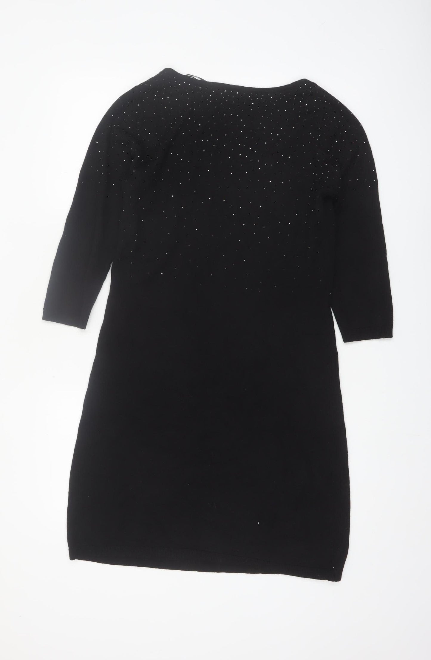 Monsoon Women's Black Size 10 Beaded Knit Bodycon Dress