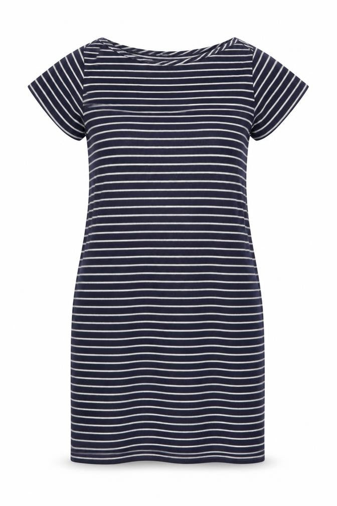 Jigsaw Women Blue Striped Cotton T-Shirt Dress M