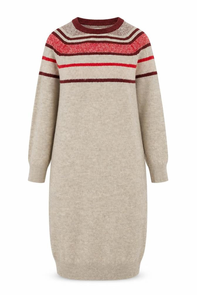Mantaray Women’s Beige Striped Jumper Dress Size 10 Knit Classic