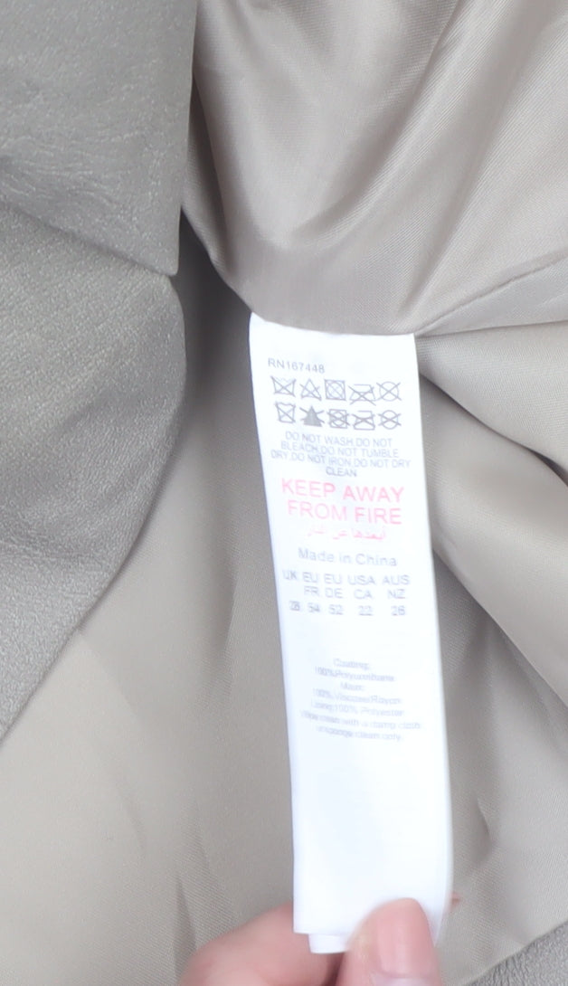 PrettyLittleThing Women Beige Plus Size 26 Faux Leather Blazer
