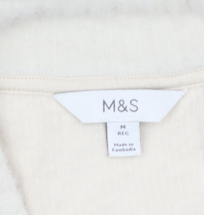 Marks and Spencer Women’s Beige V-Neck Knit Jumper M