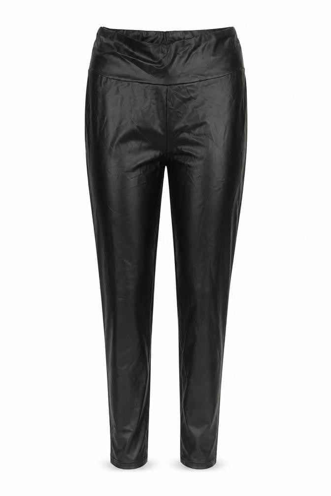 Primark Women Black Faux Leather High Rise Ankle Leggings Size 10-12